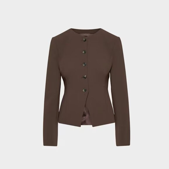 NWT Aritzia WILFRED Regal Blazer - Crepette Rich Mocha Brown 8 - Picture 7 of 12